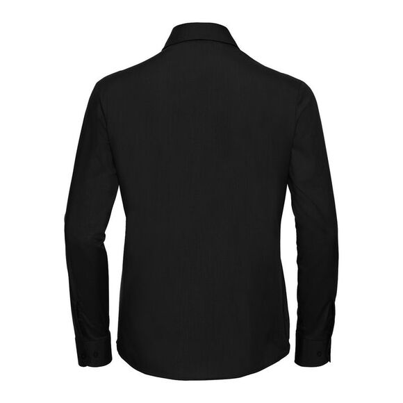 Russell Collection Womens/Ladies Poplin Easy-Care Long-Sleeved Shirt / Black - Picture 2 of 3